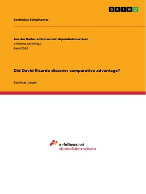 cover image of Did David Ricardo discover comparative advantage?